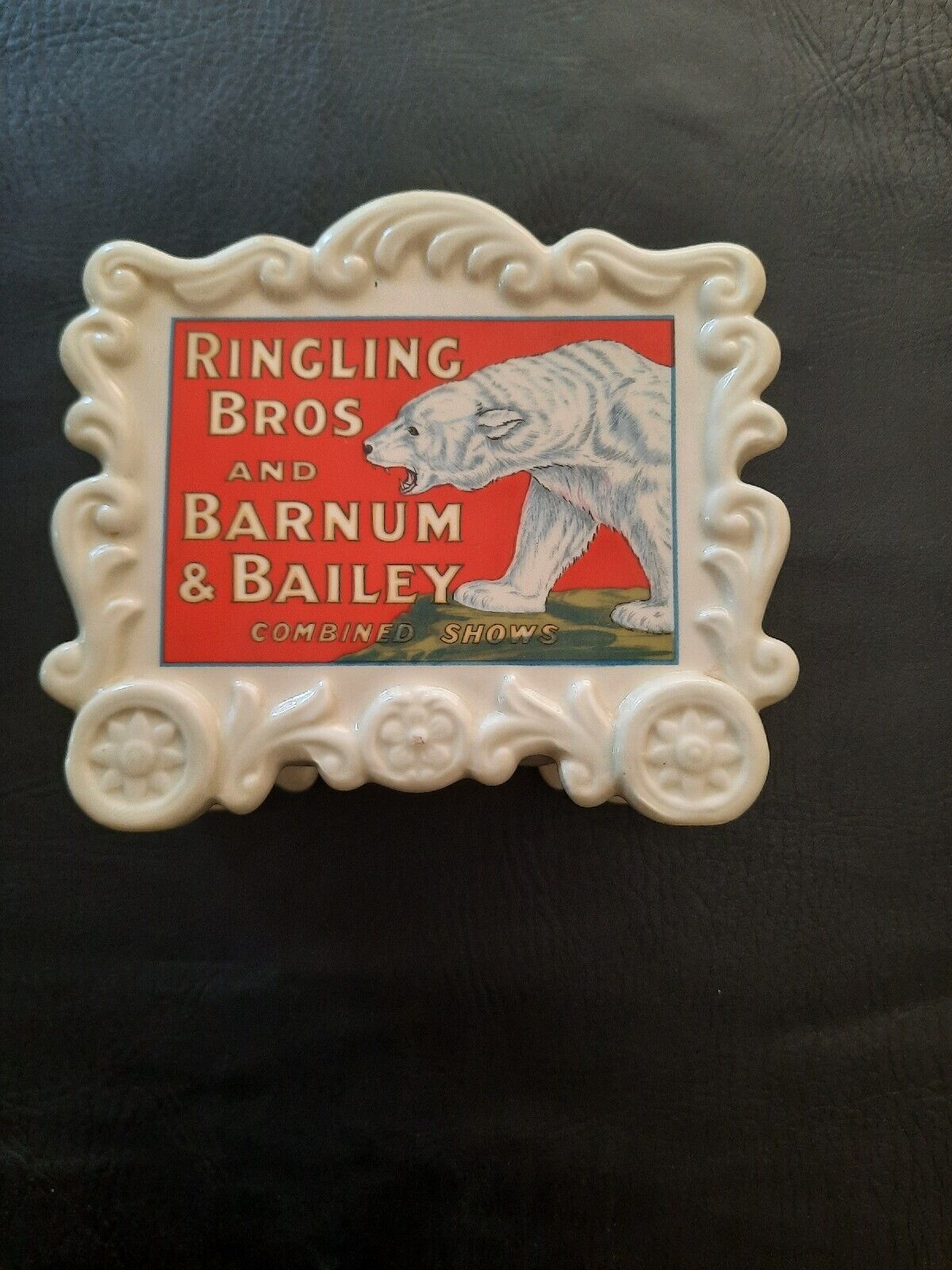 Vintage 1983 Ringling Bros Barnum & Bailey Circus Polar Bear Ceramic Piggy Bank 