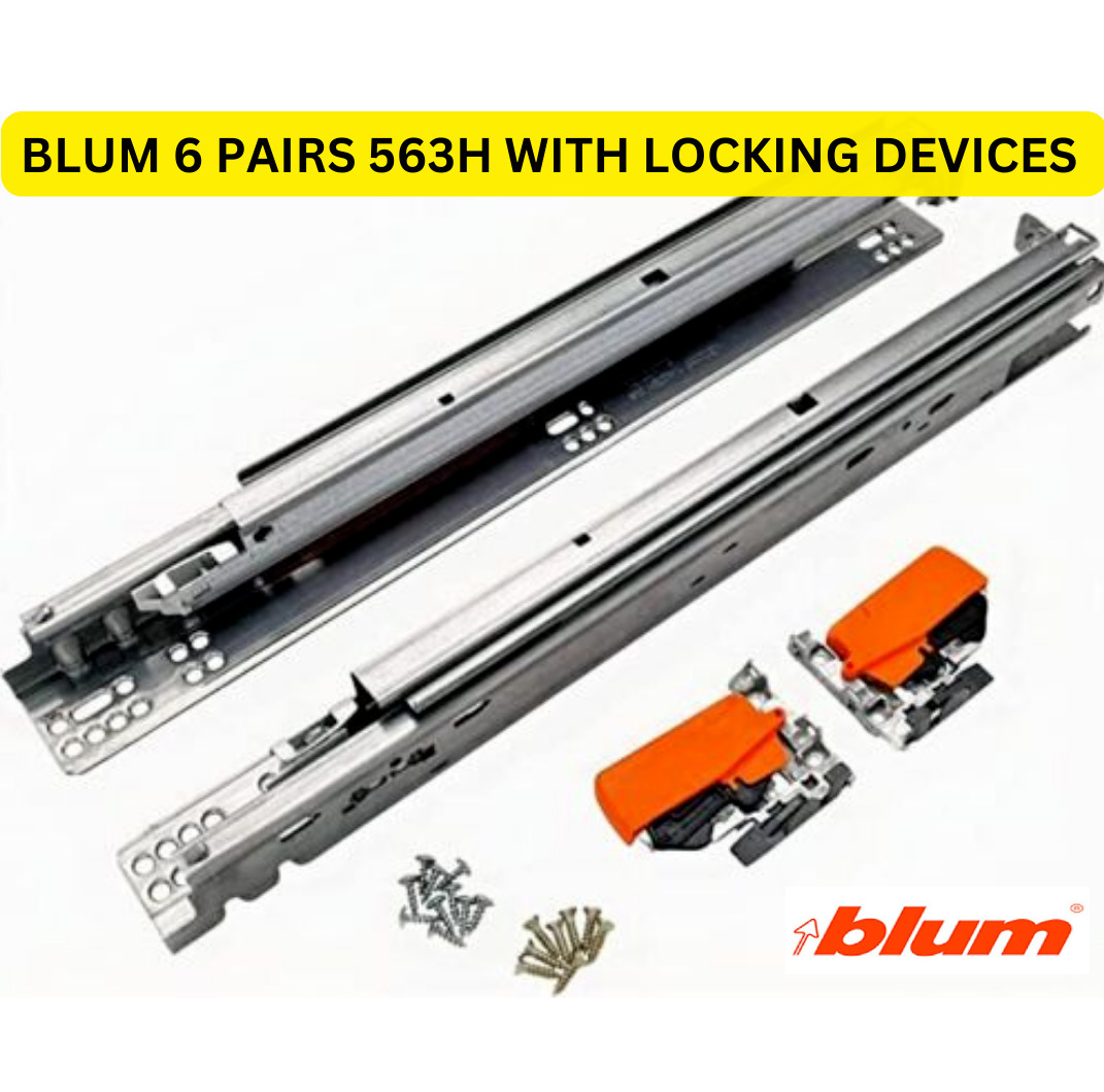 6 PAIR Blum TANDEM plus BLUMOTION 563H Soft Close Drawer Slides W Locking Device