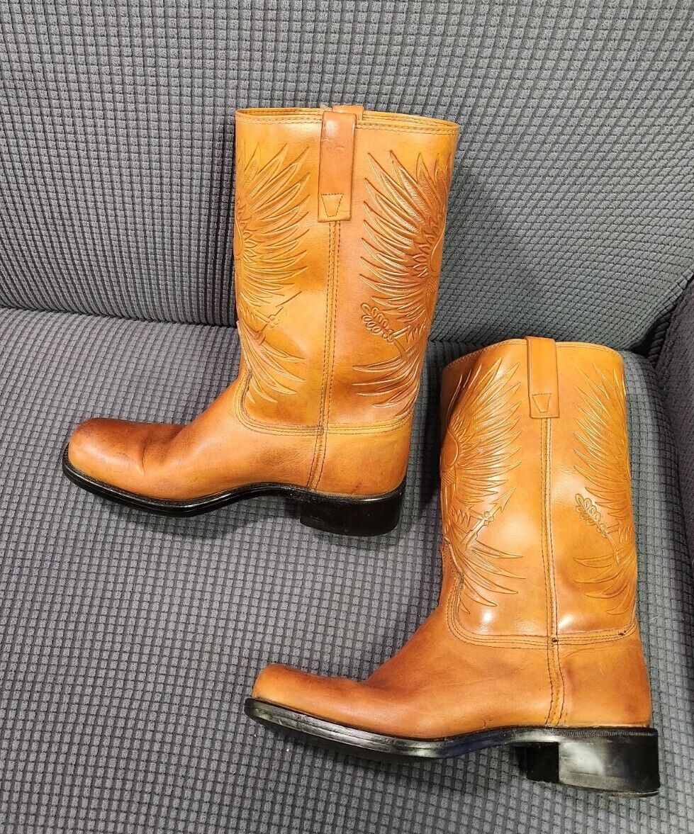 Cowboy Boots Tan 10.5 D Made in USA