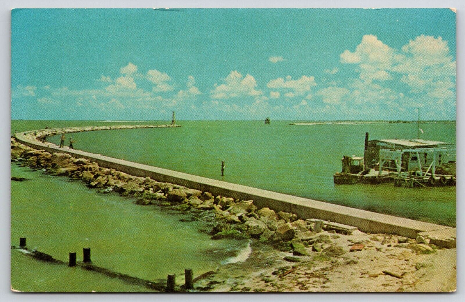 Postcard Corpus Christi Beach TX Fishing Jetties Vintage Card