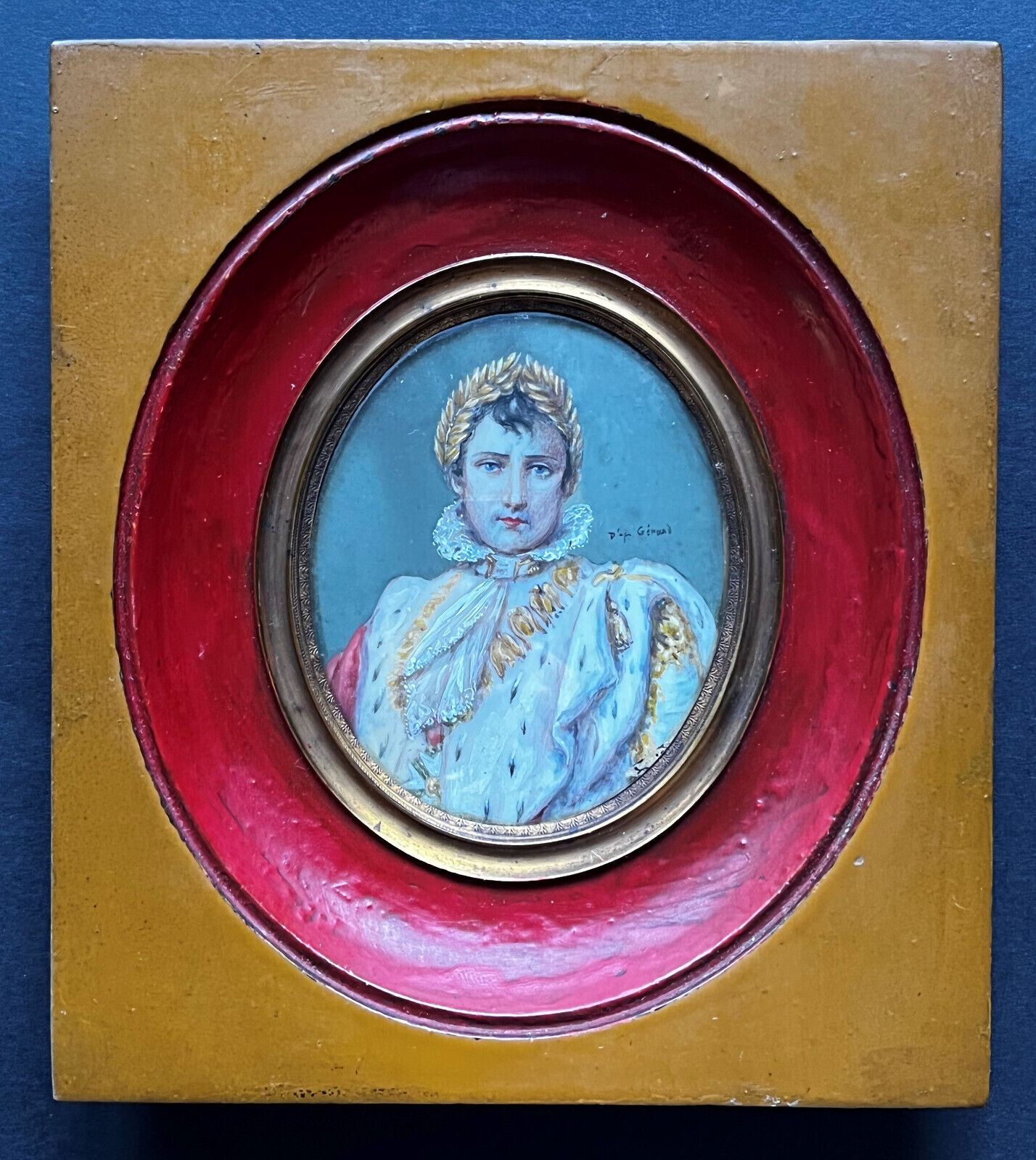 According to François GERARD, miniature of Napoleon I in signed coronation dress, 19th