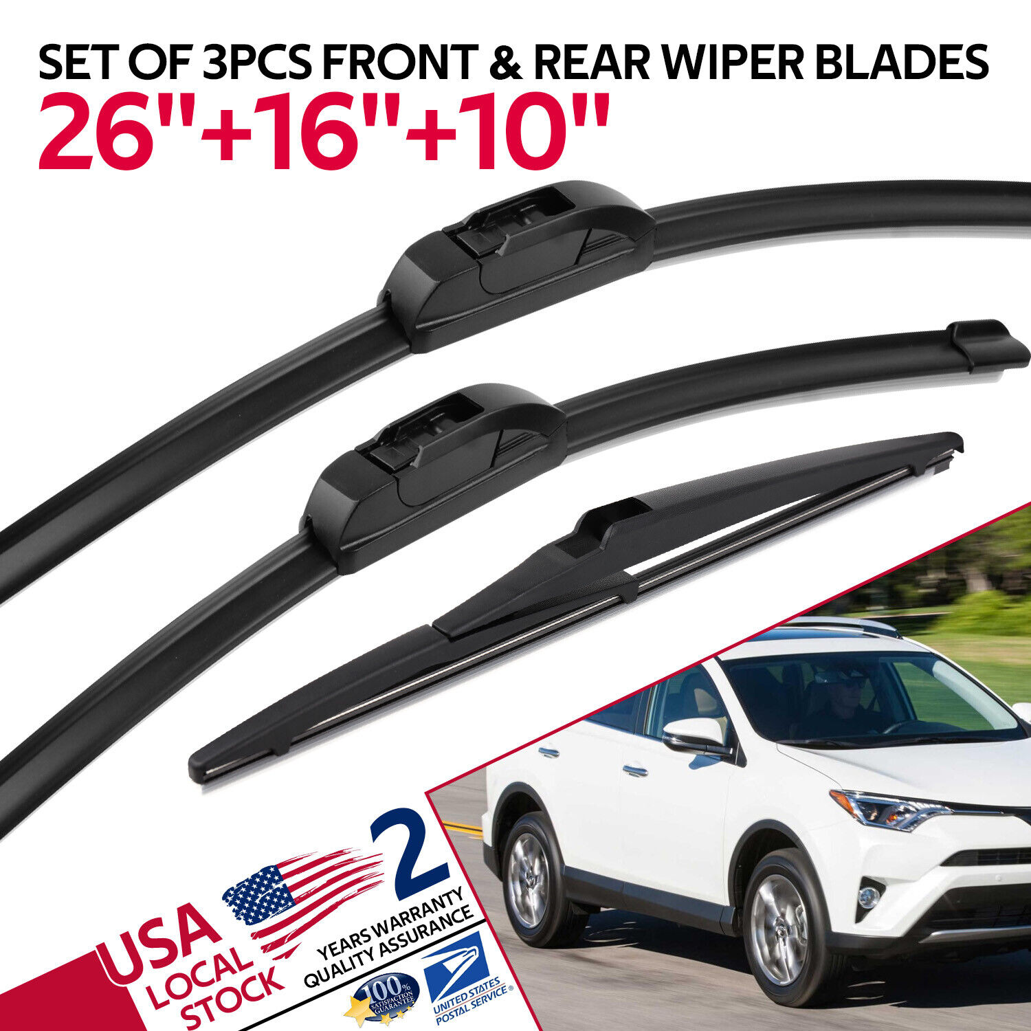 OEM QUALITY Windshield Wiper Blade Kit For Toyota RAV4 2013-2018 of 26''/16''/10