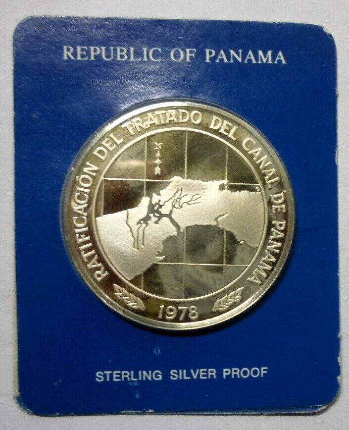 1978 PANAMA - 10 BALBOA - PANAMA CANAL TREATY - 1.3 Oz PROOF SILVER CROWN - RARE