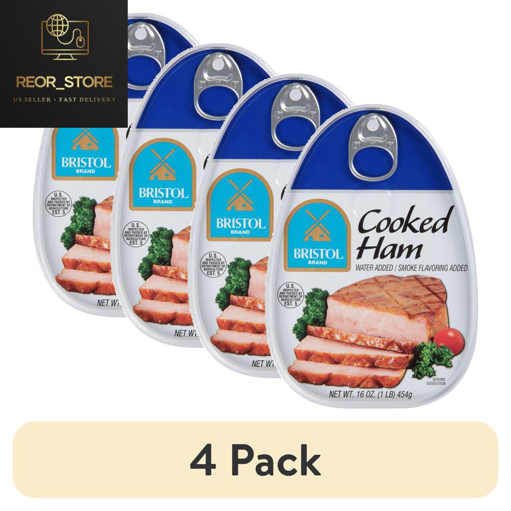 4 Pack Bristol Cooked Canned Ham 16oz Smoke Flavor Picnic
