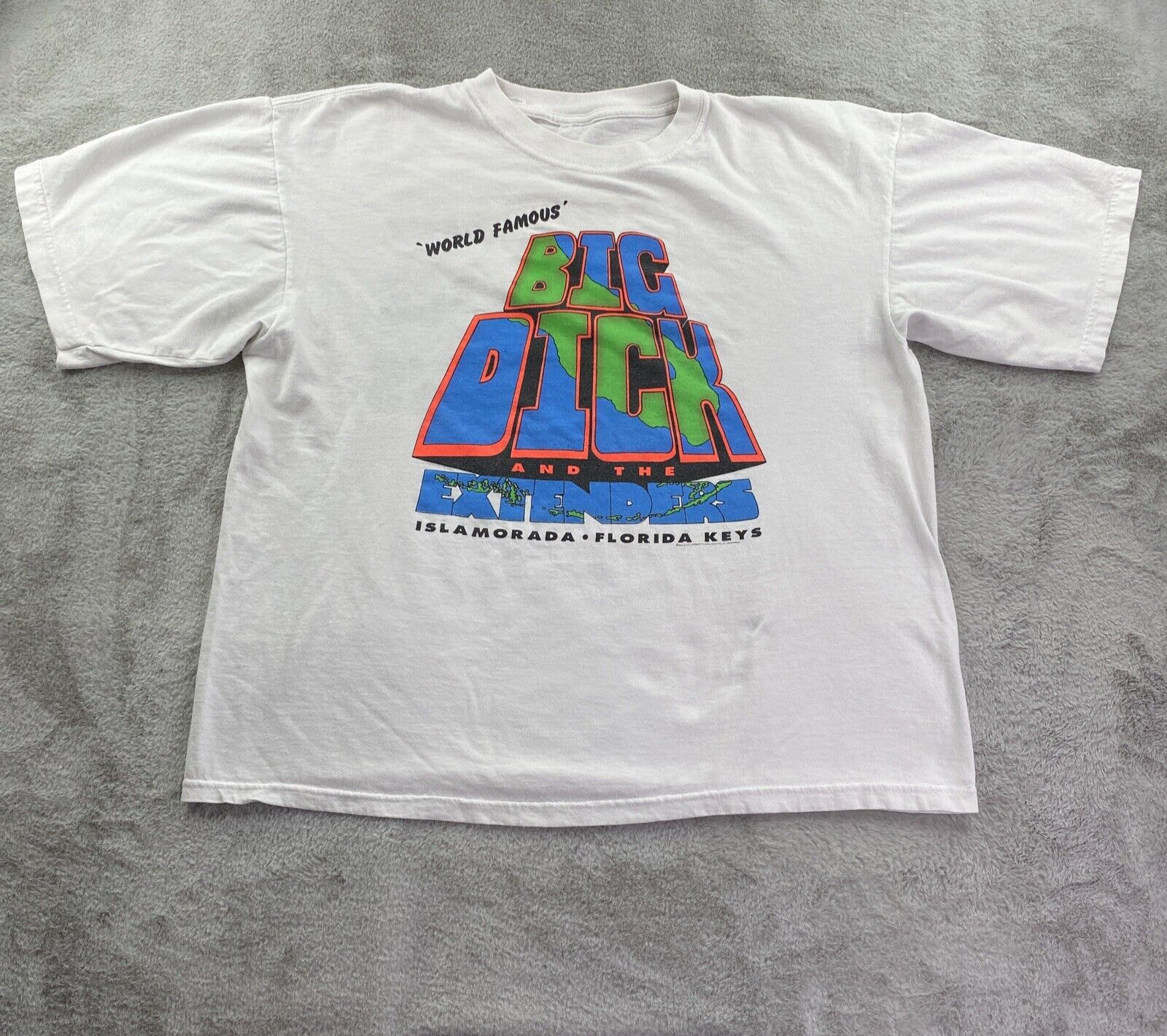 Vtg Big Dick and The Extenders Shirt Mens XL White Obscure Rock Band Concert 90s