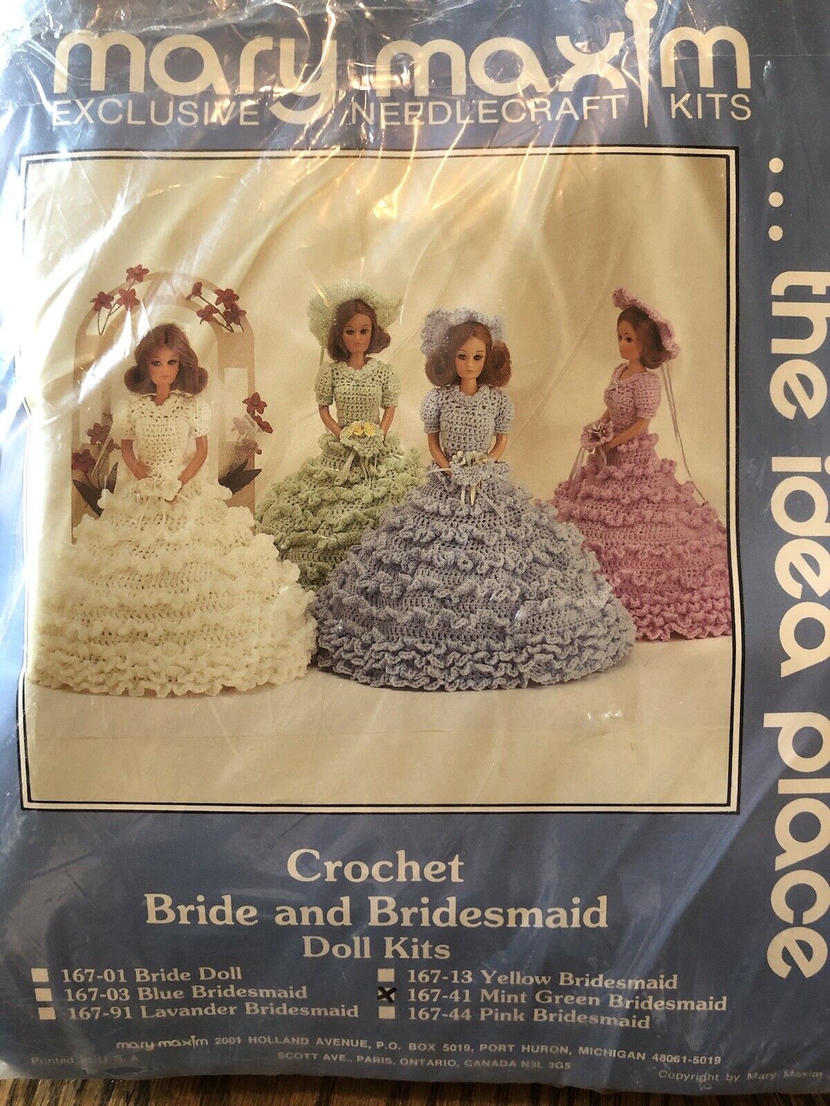 Mary Maxim Bridesmaid Crochet Dress Doll Kit Green