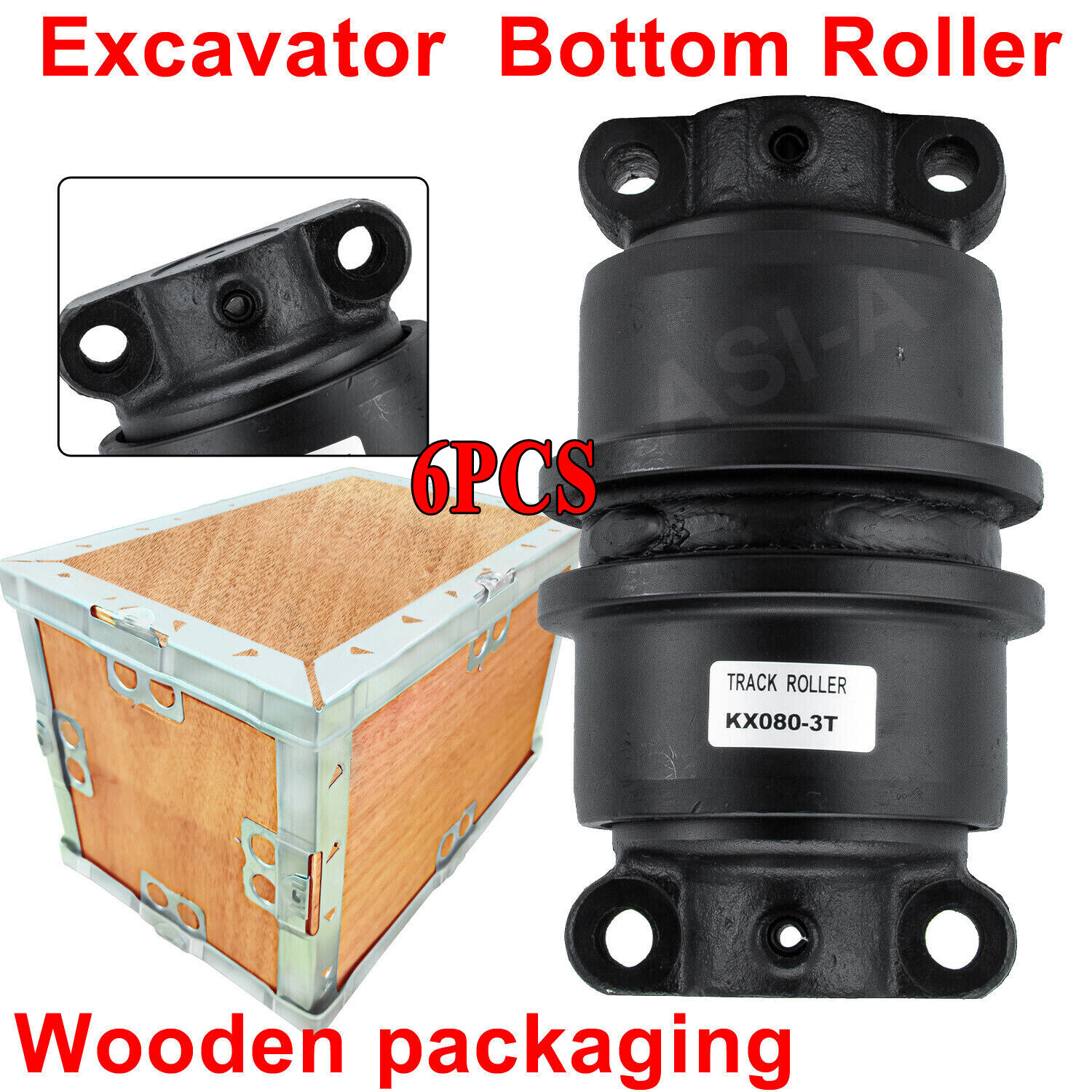 6PCS Bottom Roller Undercarriage For Kubota KX080-3 KX080-3T Track Roller