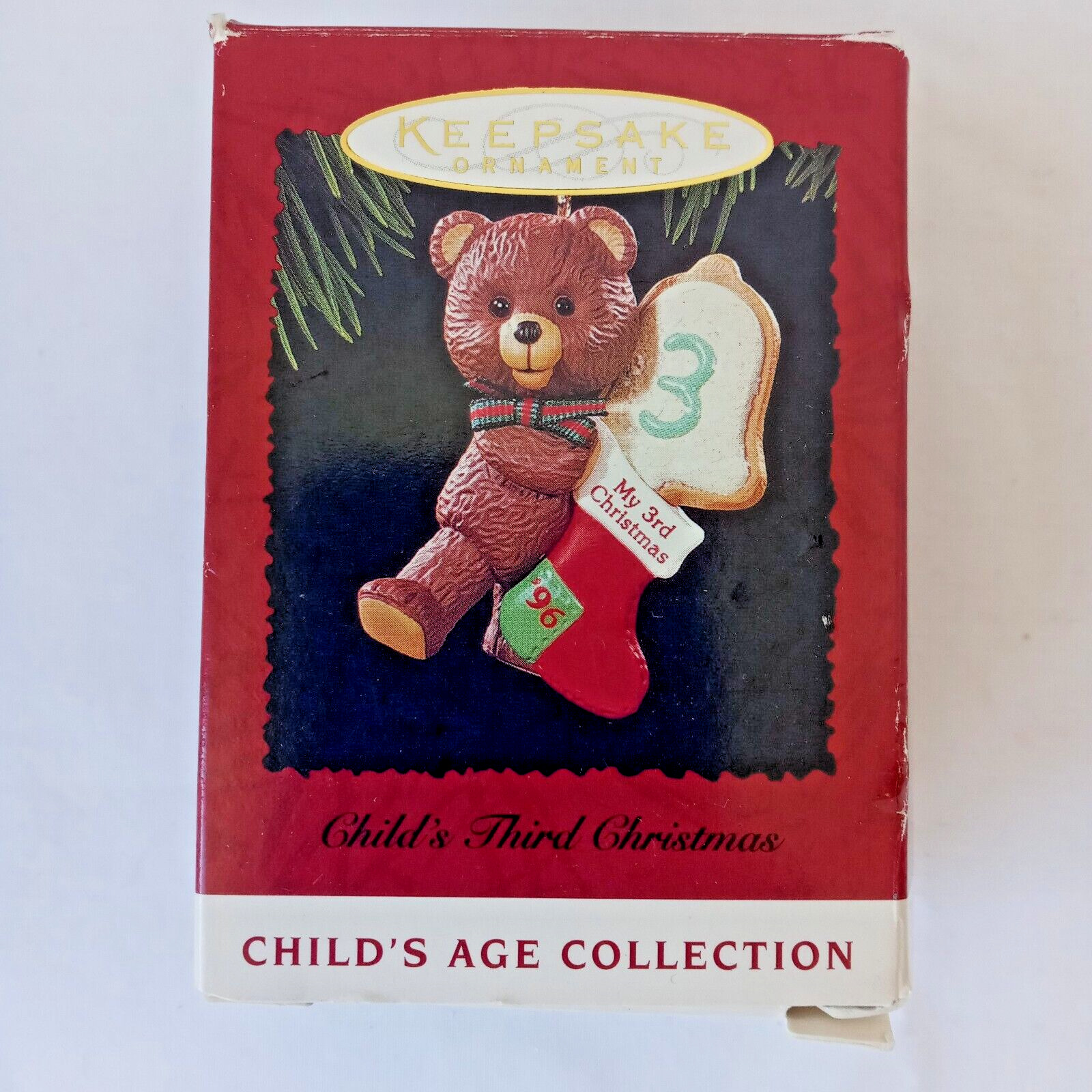 Hallmark Keepsake Childs 3rd Christmas 1996 Ornament Teddy Bear Age Collection