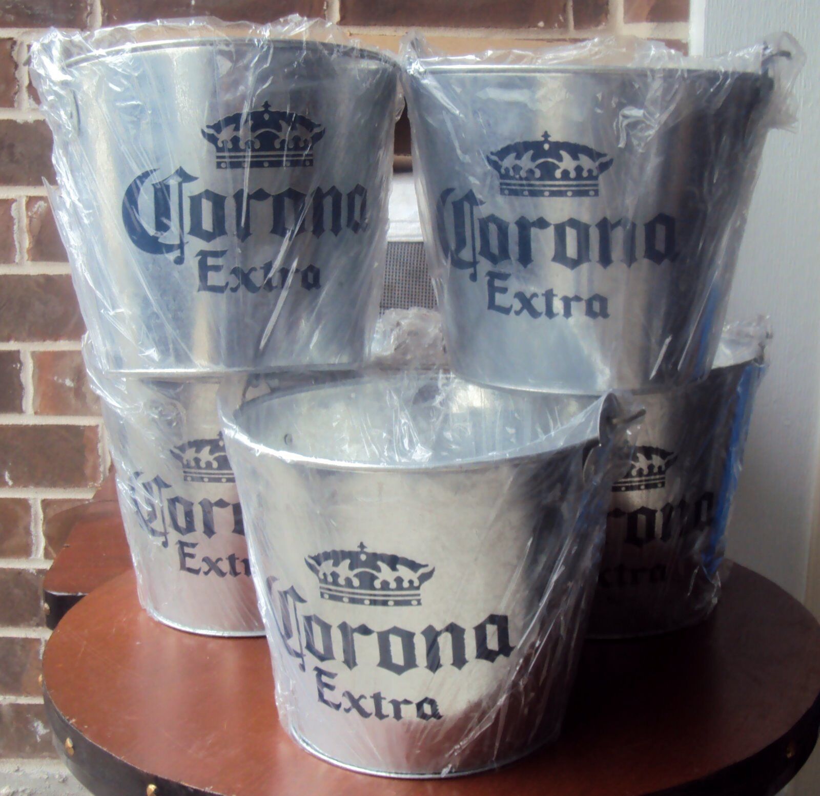5 CORONA EXTRA 5qt Galvanized Beer Buckets with Openers on the side (BRAND NEW)