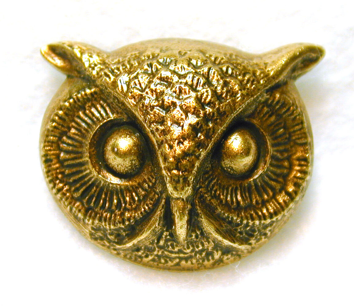 Hand Crafted Brass Owl Face Button - Realistic FREE US SHIPPING