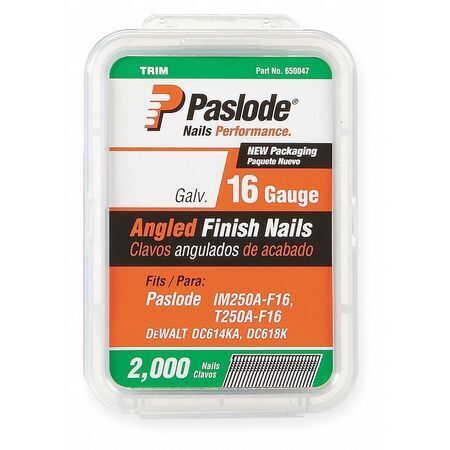 Paslode 650232 Collated Finishing Nail, 2-1/2 In L, 16 Ga, Zinc Galvanized,