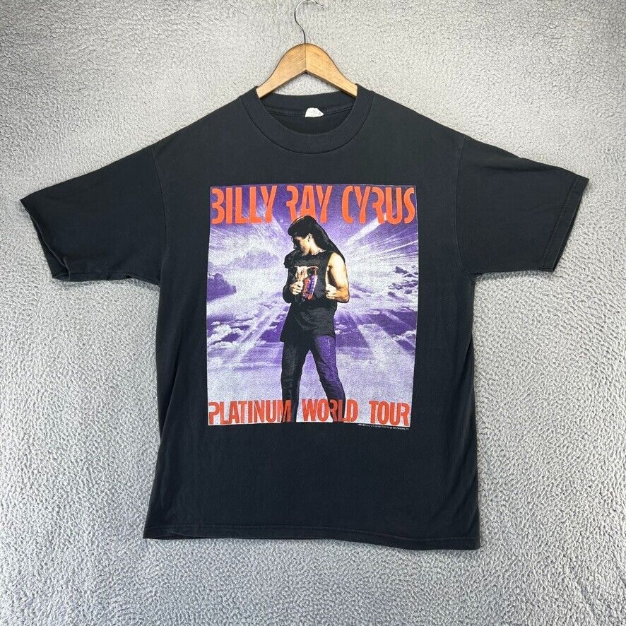 Vintage Billy Ray Cyrus Shirt Men\'s XL Black Graphic Platinum World Tour 90s