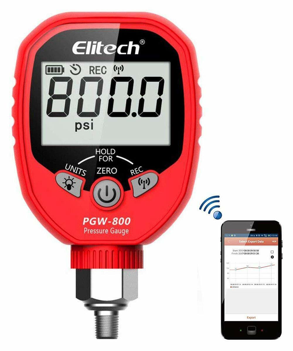 Elitech PGW-800 Wireless Digital Pressure Gauge 800psi Refrigeration HVAC Record