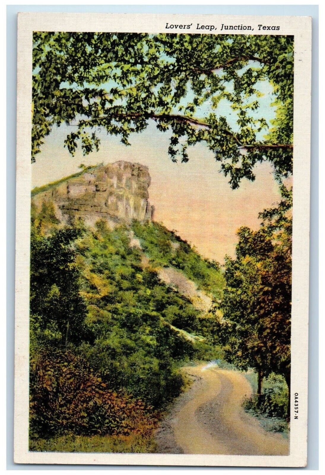 1940 Scenic View Lovers Leap Overlooking Road Junction Texas TX Vintage Postcard