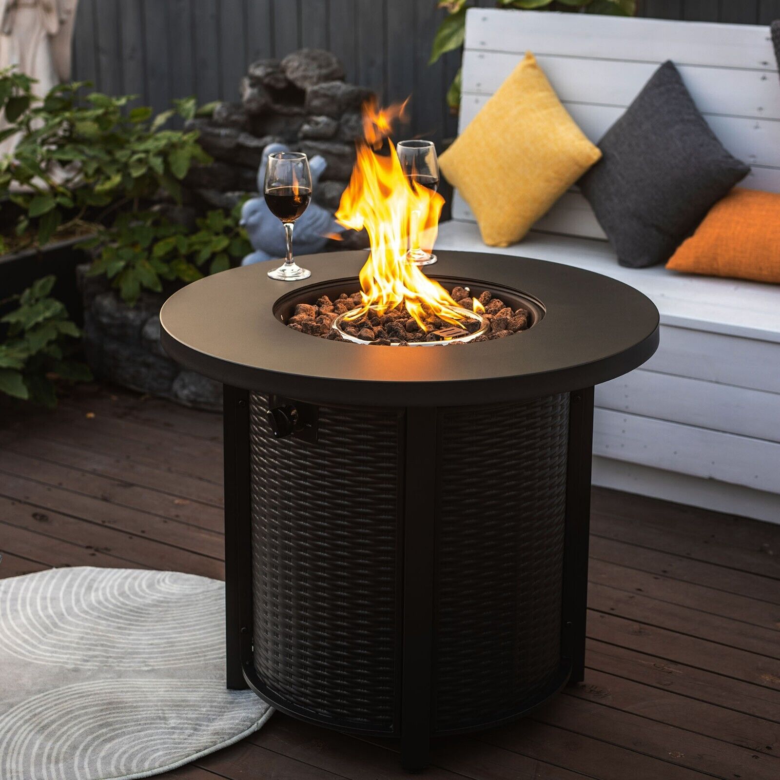 Mondawe 30inch Outdoor Propane Round Fire Table 40000BTU Propane Fire Pit Table