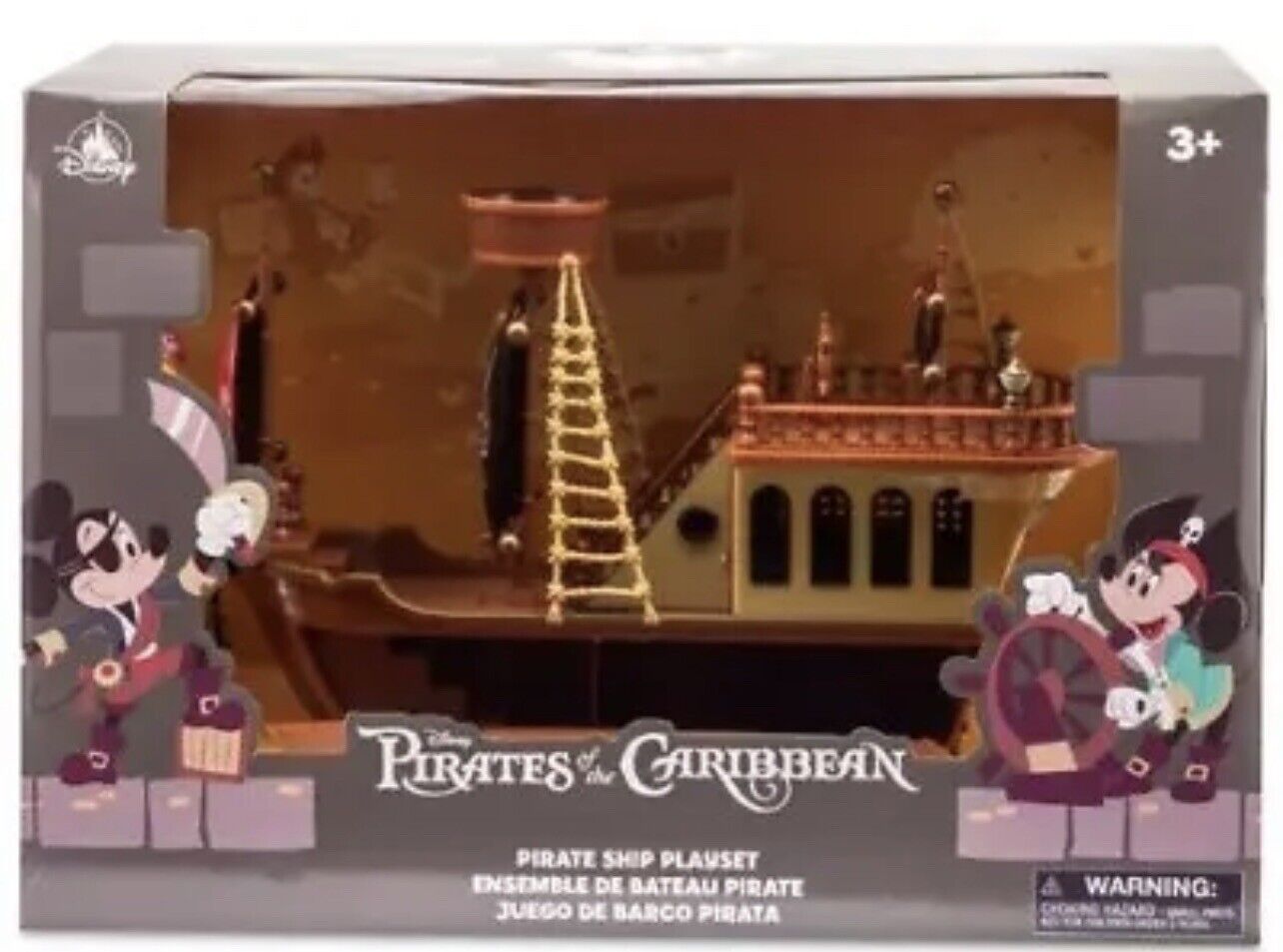 Disney Parks Pirates of the Caribbean Mickey Mouse Pirate Ship Deluxe Playset.