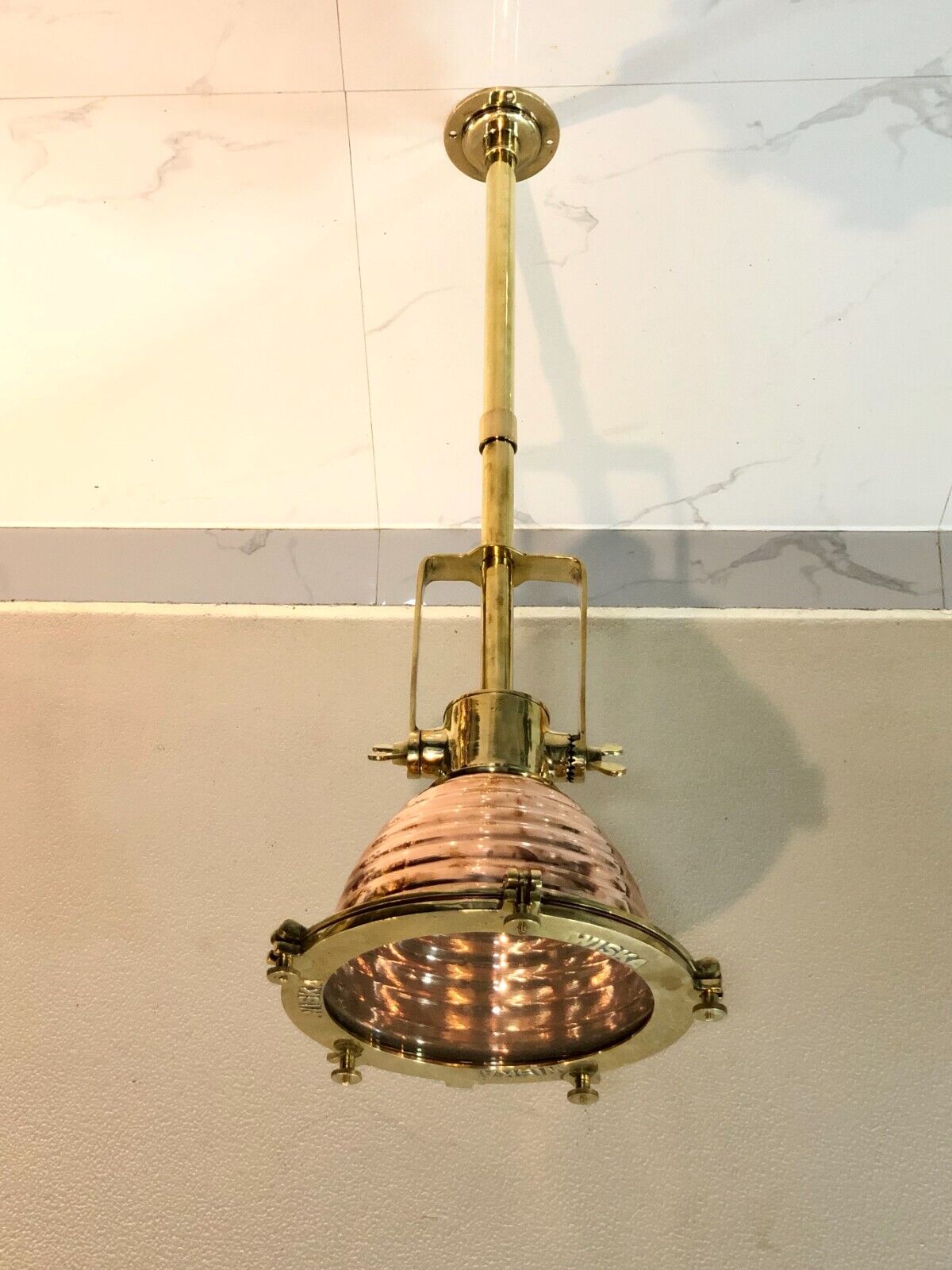 New Antique Vintage Style Brass & Copper Long Ceiling Mount Retro Pendant Light
