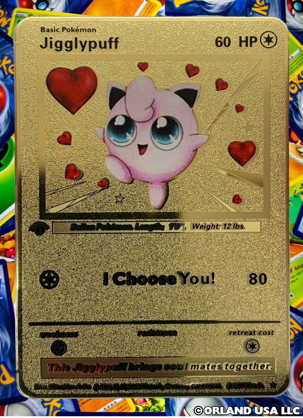 Jigglypuff I choose You Gold Metal Pokémon Card Collectible Gift