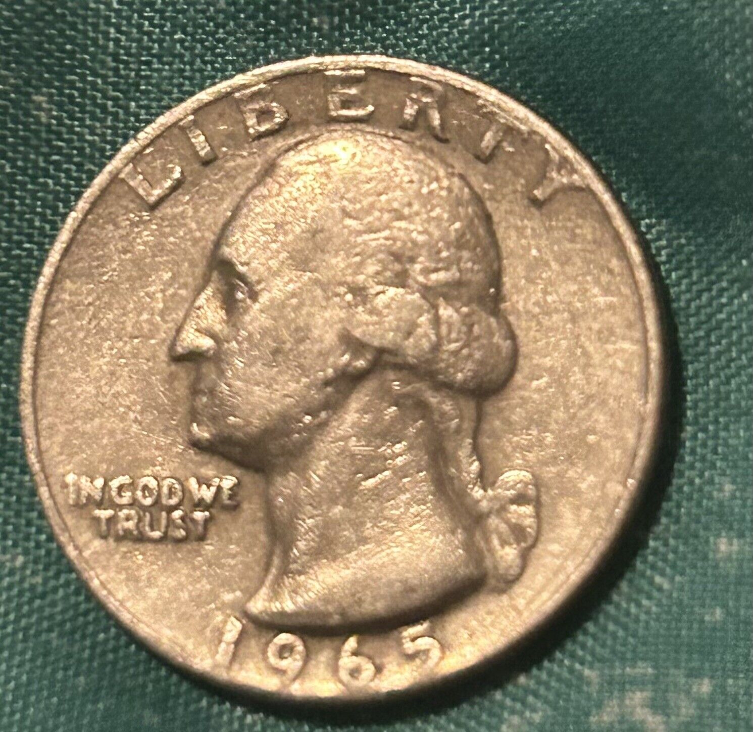 Vintage Rare 1965 Quarter No Mint Mark and Partial Collar And Letter Error