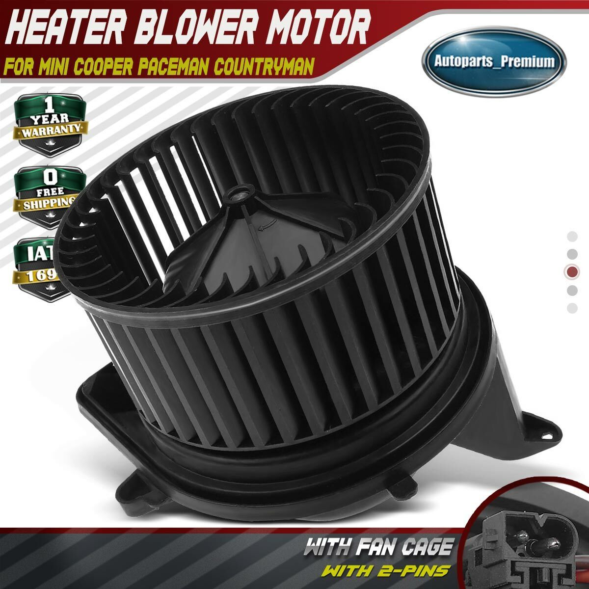 HVAC Heater Blower Motor w/ Fan Cage for Mini Cooper Paceman Countryman Front