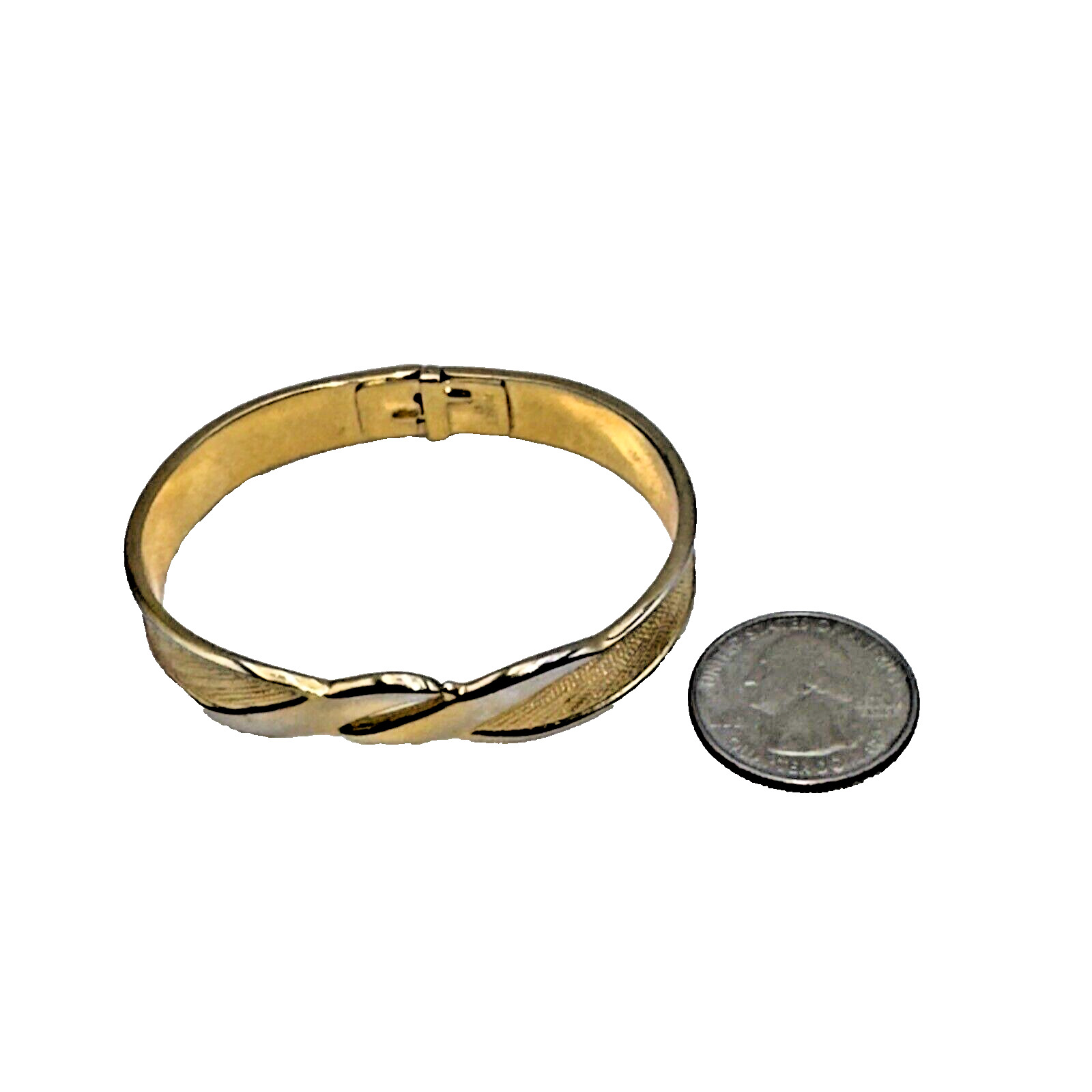 1970s Era MONET Textured Gold Tone Hinged Clamper Bracelet 3/8\