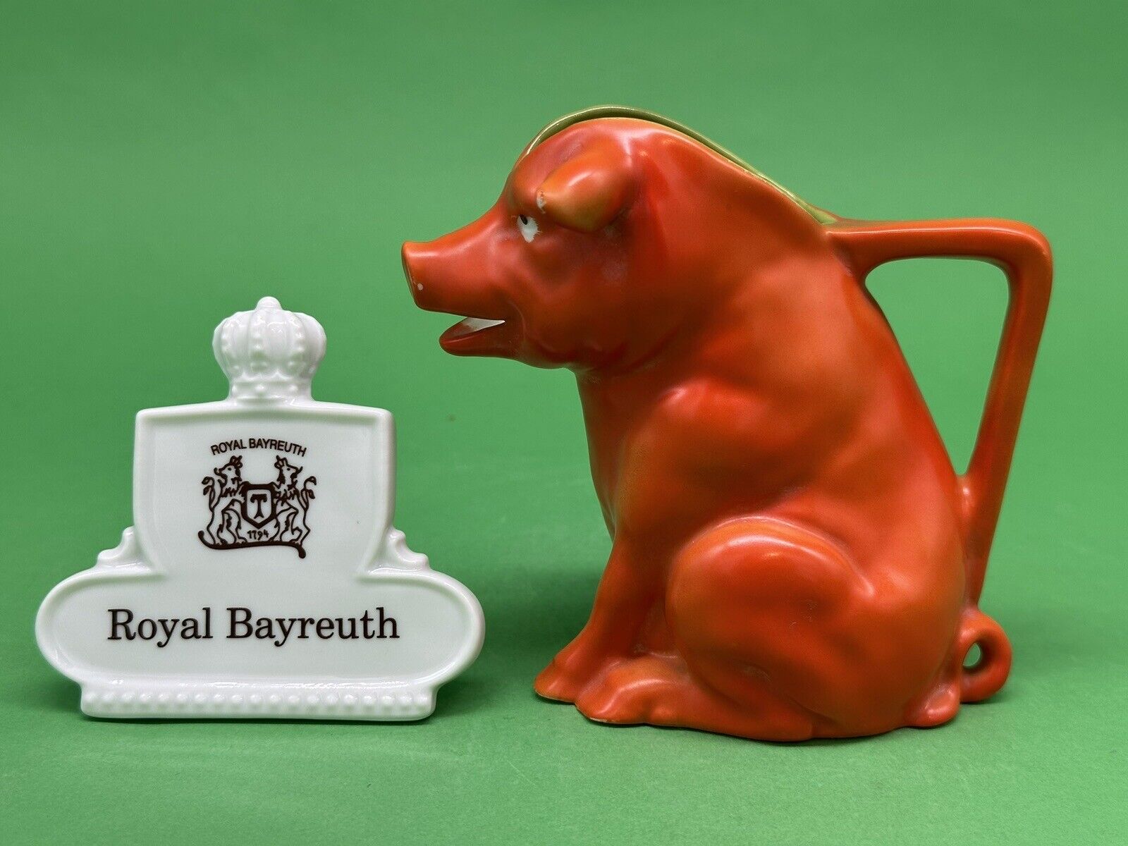 Royal Bayreuth Pig Creamer, Red Glaze c.1914,  4.25\