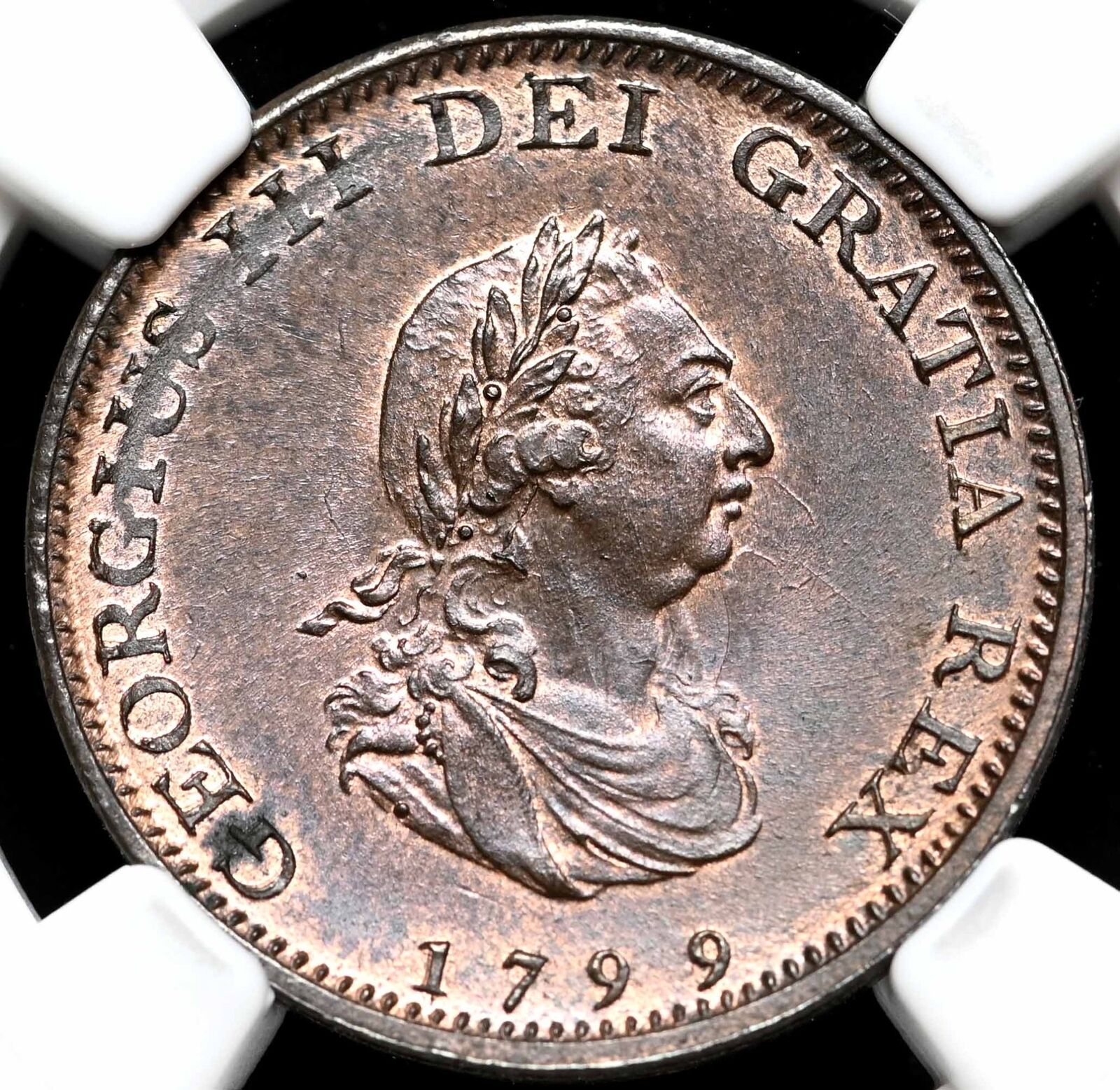 GREAT BRITAIN. George III, Farthing, 1799, NGC MS64 BN