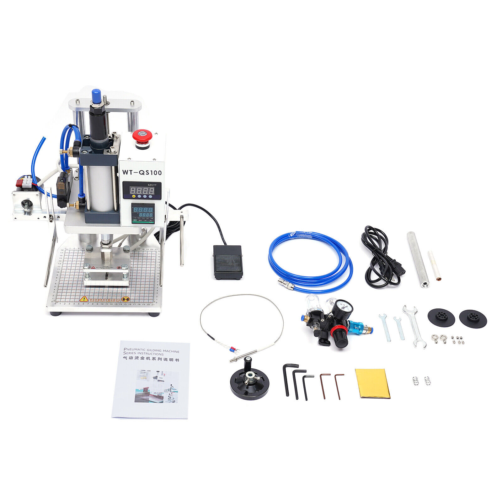 Hot Foil Stamping Machine 500W Air Pneumatic Logo Leather PVC Press 80*100mm NEW