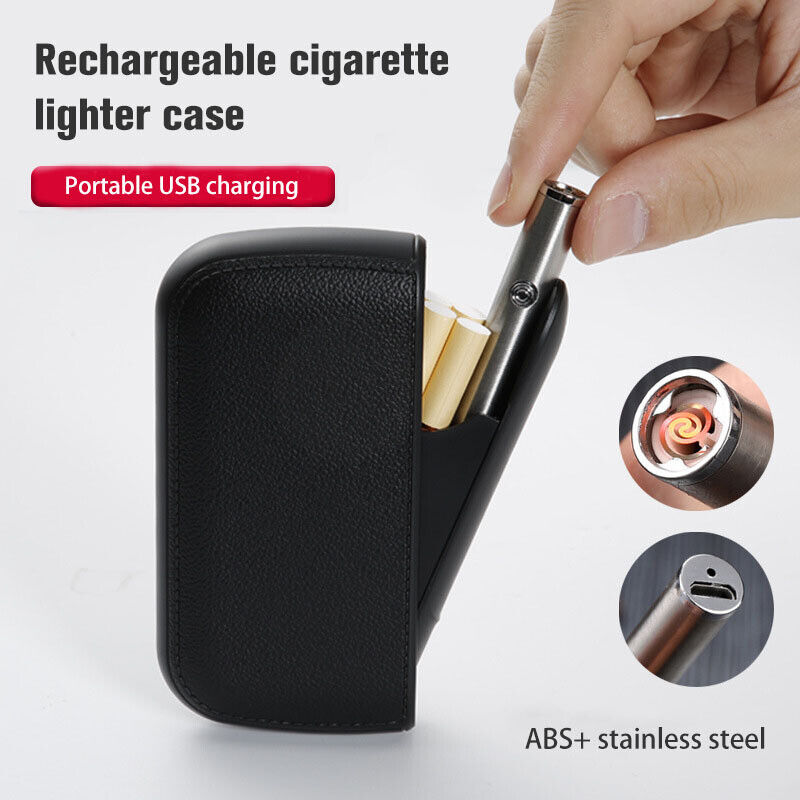 Cigarette Case Flameless Lighter Tobacco Box Electric Windproof USB Rechargeable
