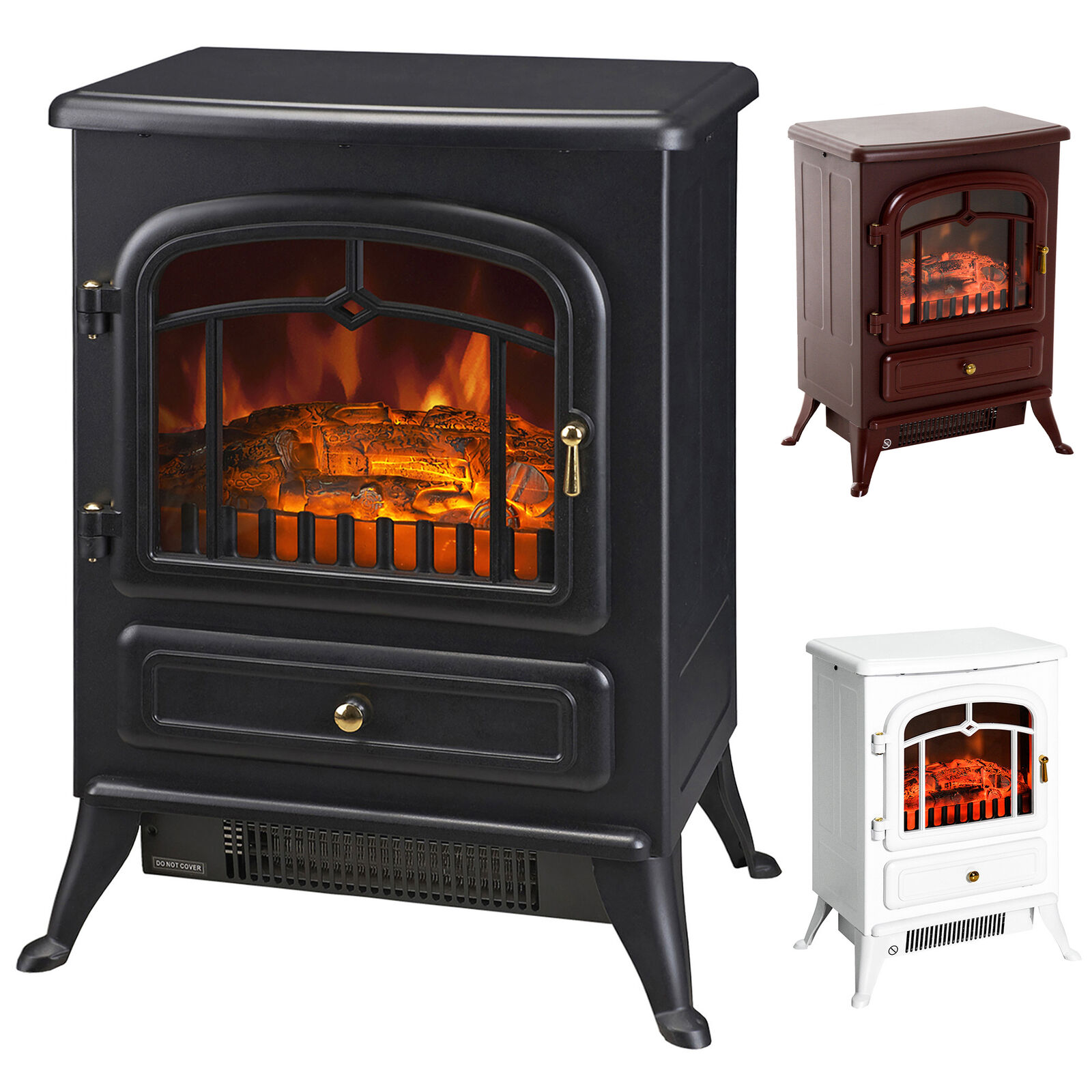 750/1500W Portable Electric Fireplace Stove Heater Adjustable LED Flames