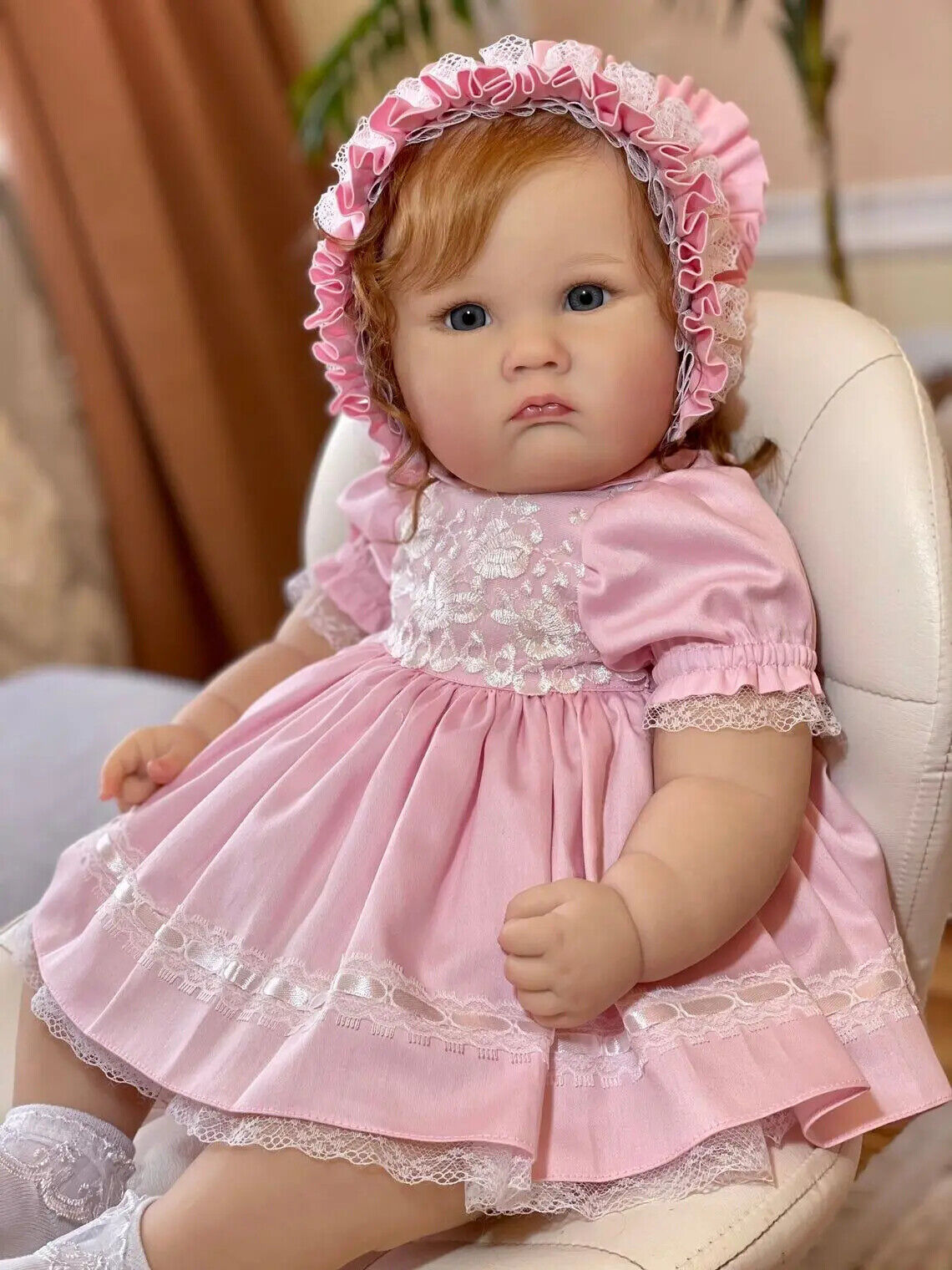 60CM Reborn Toddler Doll Princess Girl 3D Skin Rooted Curly Hair Lifelike Gift