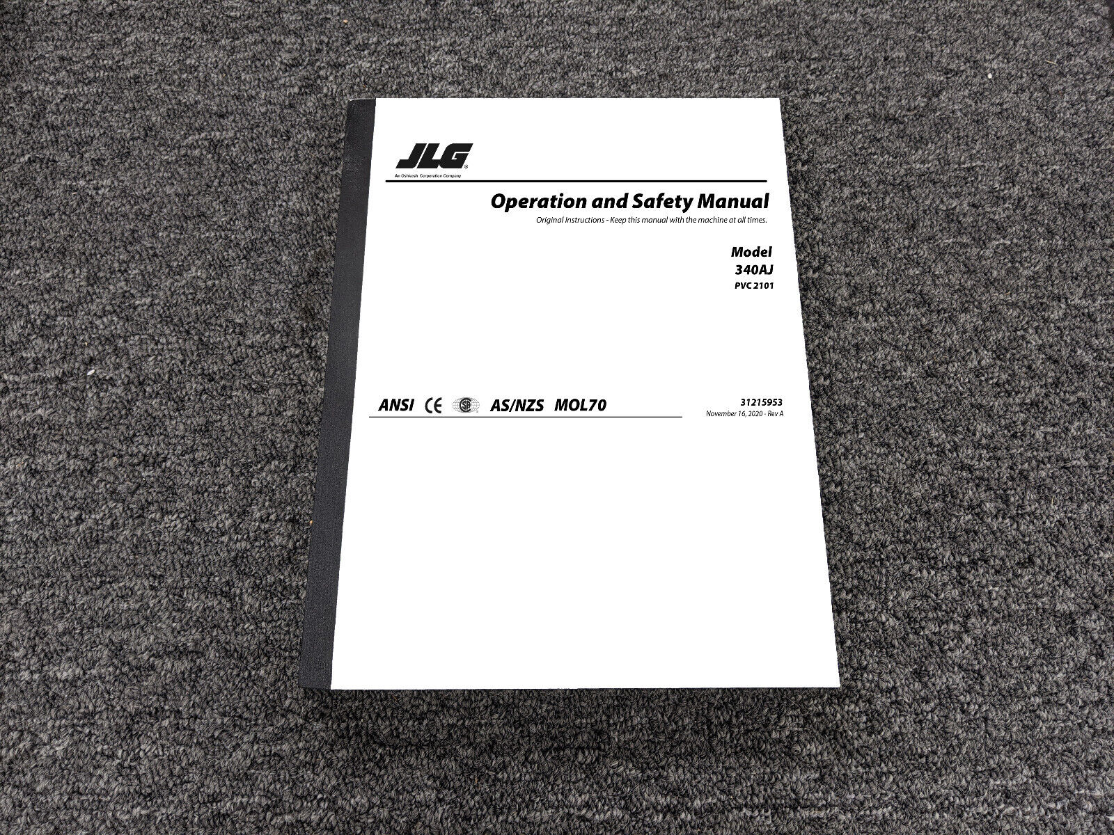 JLG 340AJ Boom Lift PVC 2101 Safety Owner Operator Manual User Guide 31215953