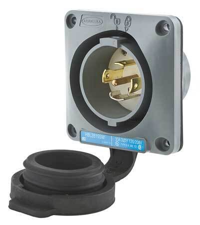 Hubbell Hbl2815sw 30A Watertight Flanged Twist-Lock Inlet 4P 5W 120/208Vac