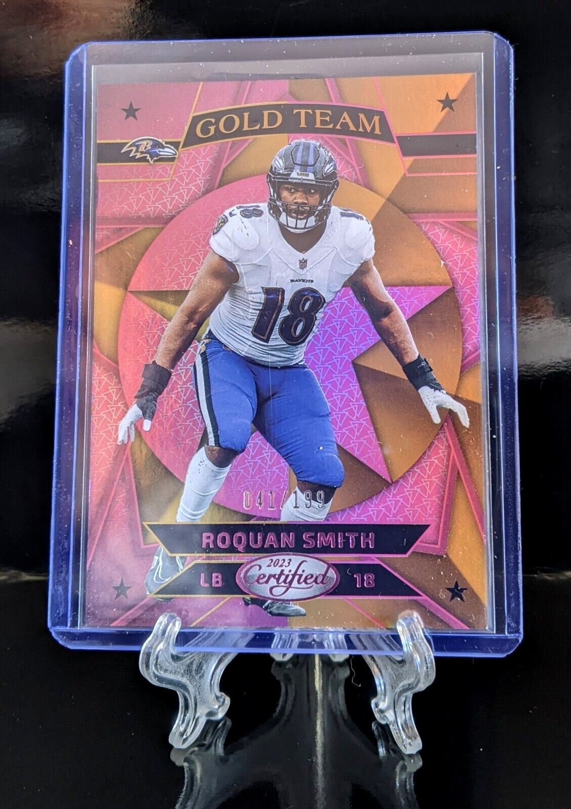 Roquan Smith *2023 Panini Certified**SP* /199 Pink Gold Team Insert #7-Ravens