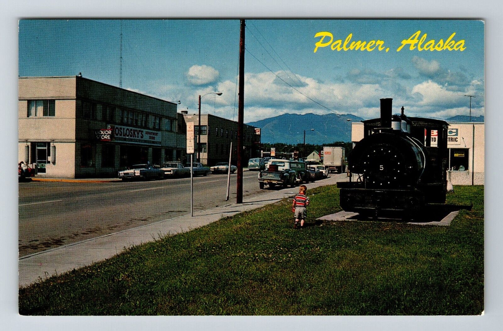 Palmer AK-Alaska, Scenic View Town Area, Train Area, Vintage Postcard