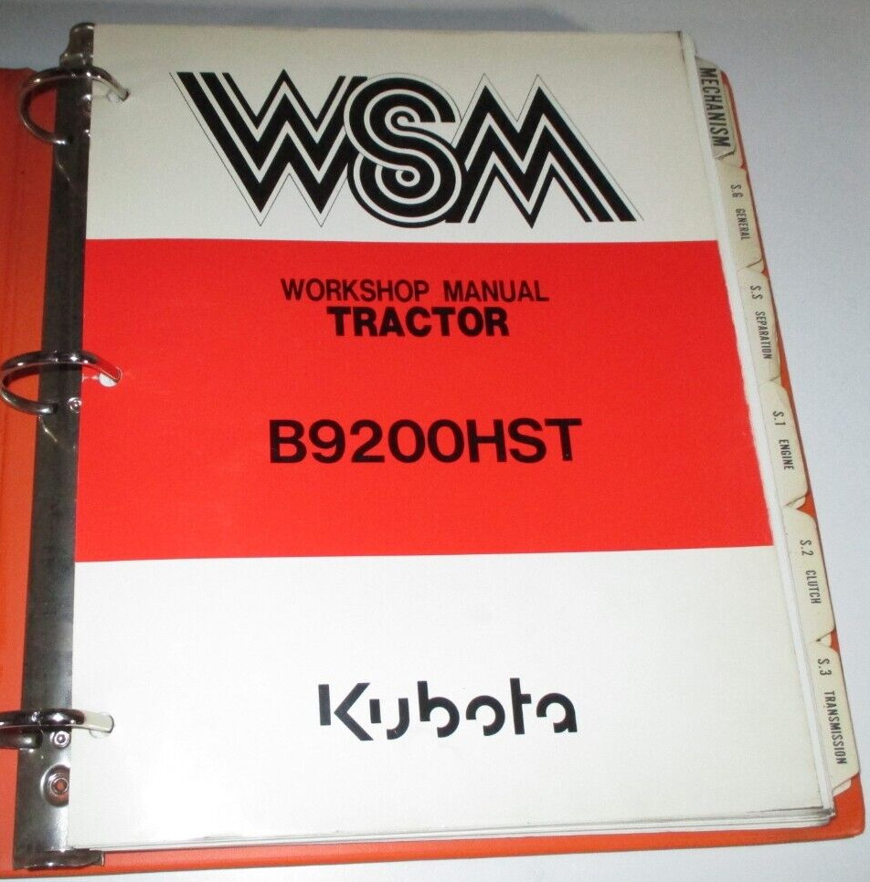 Kubota B9200HST & B9200DC Tractor Service Shop Repair Workshop Manual ORIGINAL