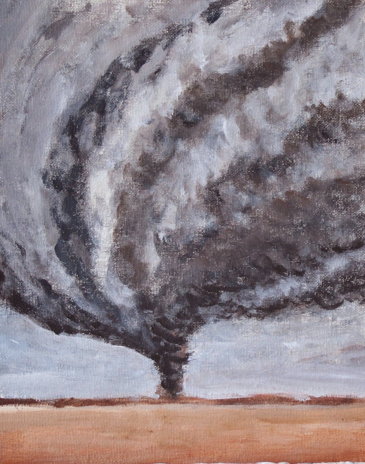 ShawNshawN Original painting -  tornado twister storm grey brown farm art coa