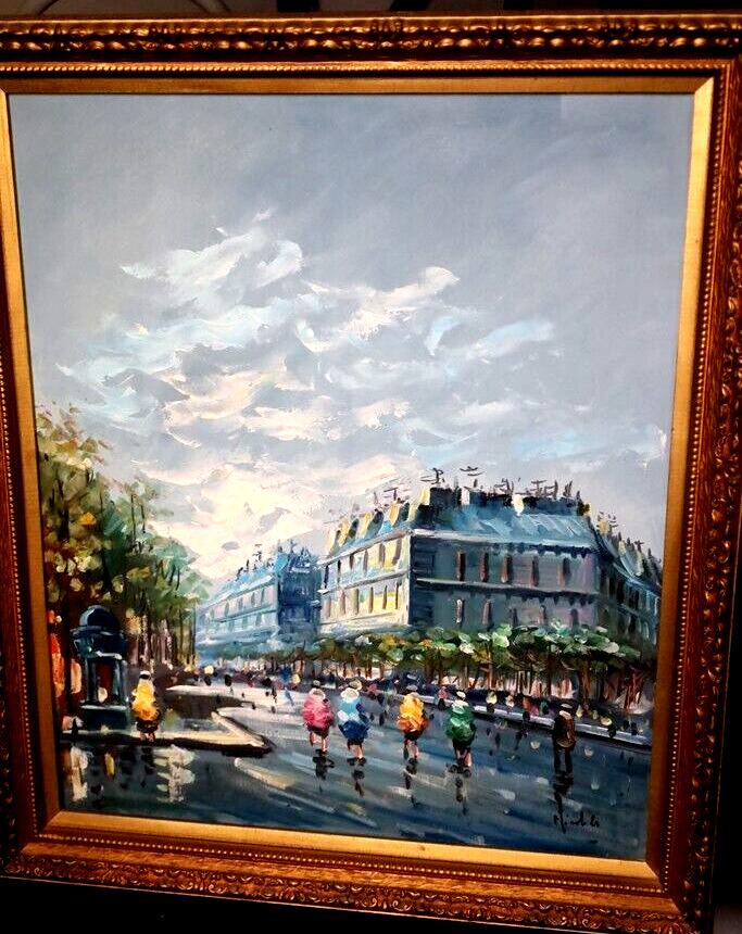 Stunning Original Oil Painting Paris Street Scene Impressionism Artist Signed