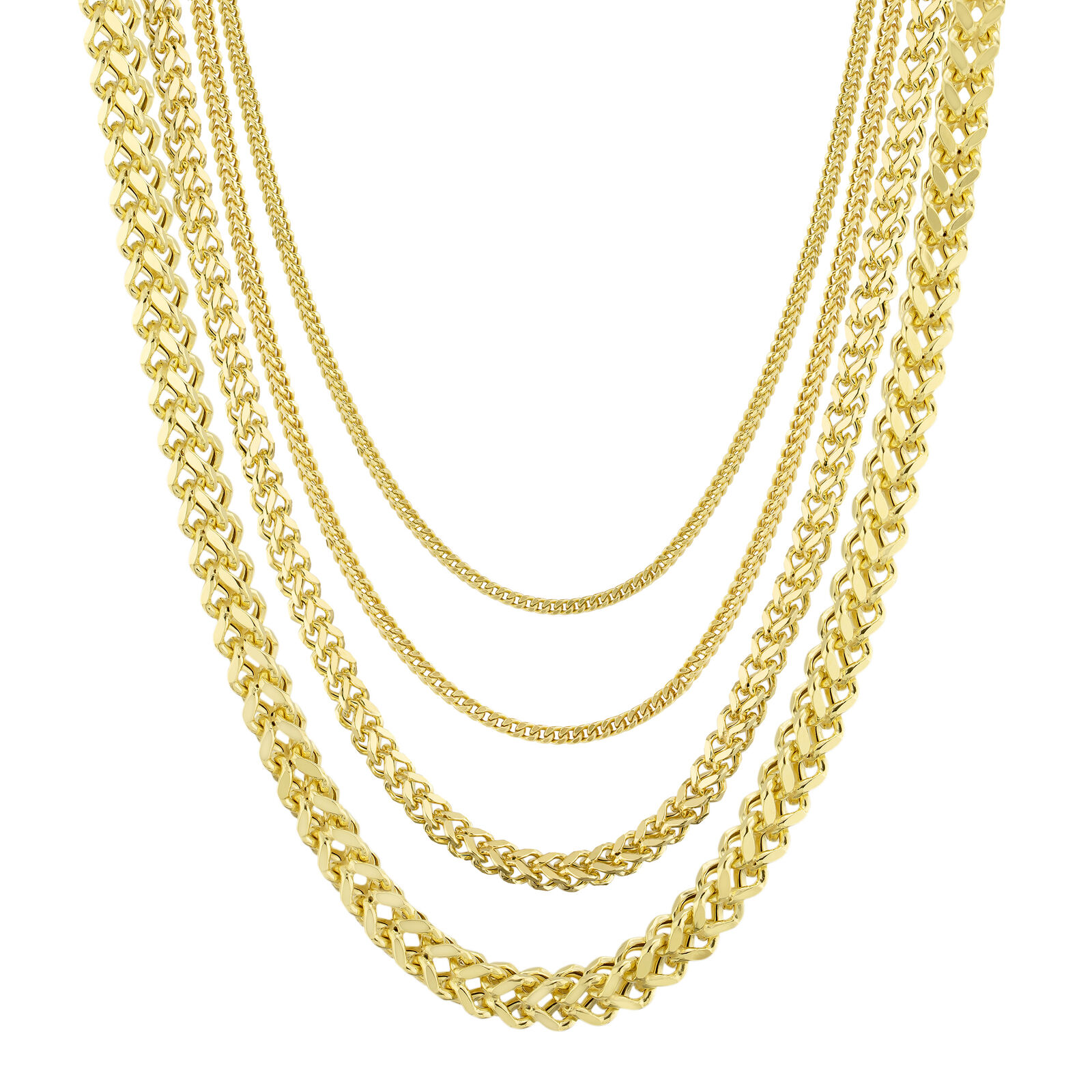 Hollow Franco Chain Necklace Real 10K Gold Bonded 925