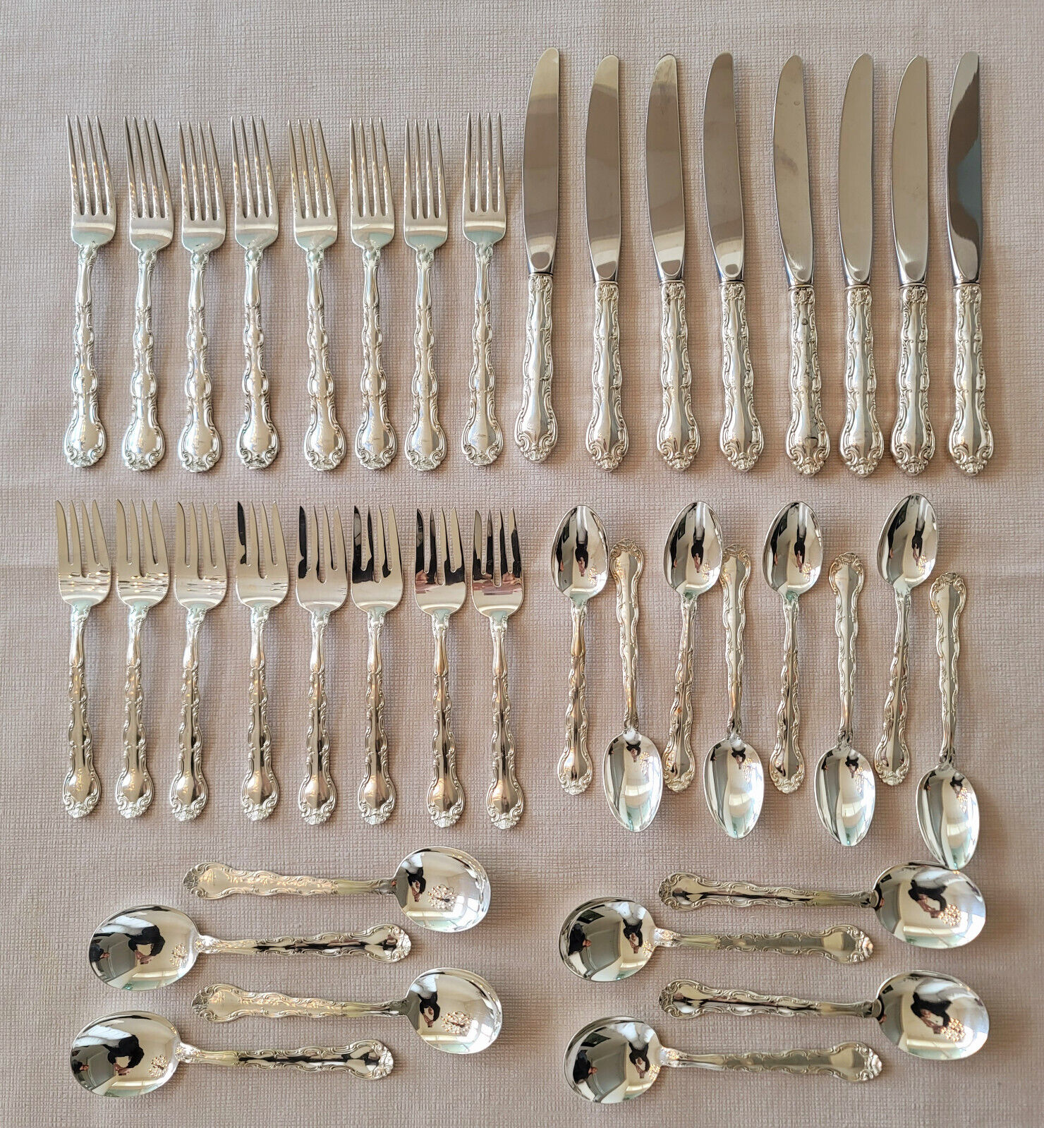 French Scroll by Alvin Sterling Silver 5 pc Flatware Set For 8 - 40 Pieces