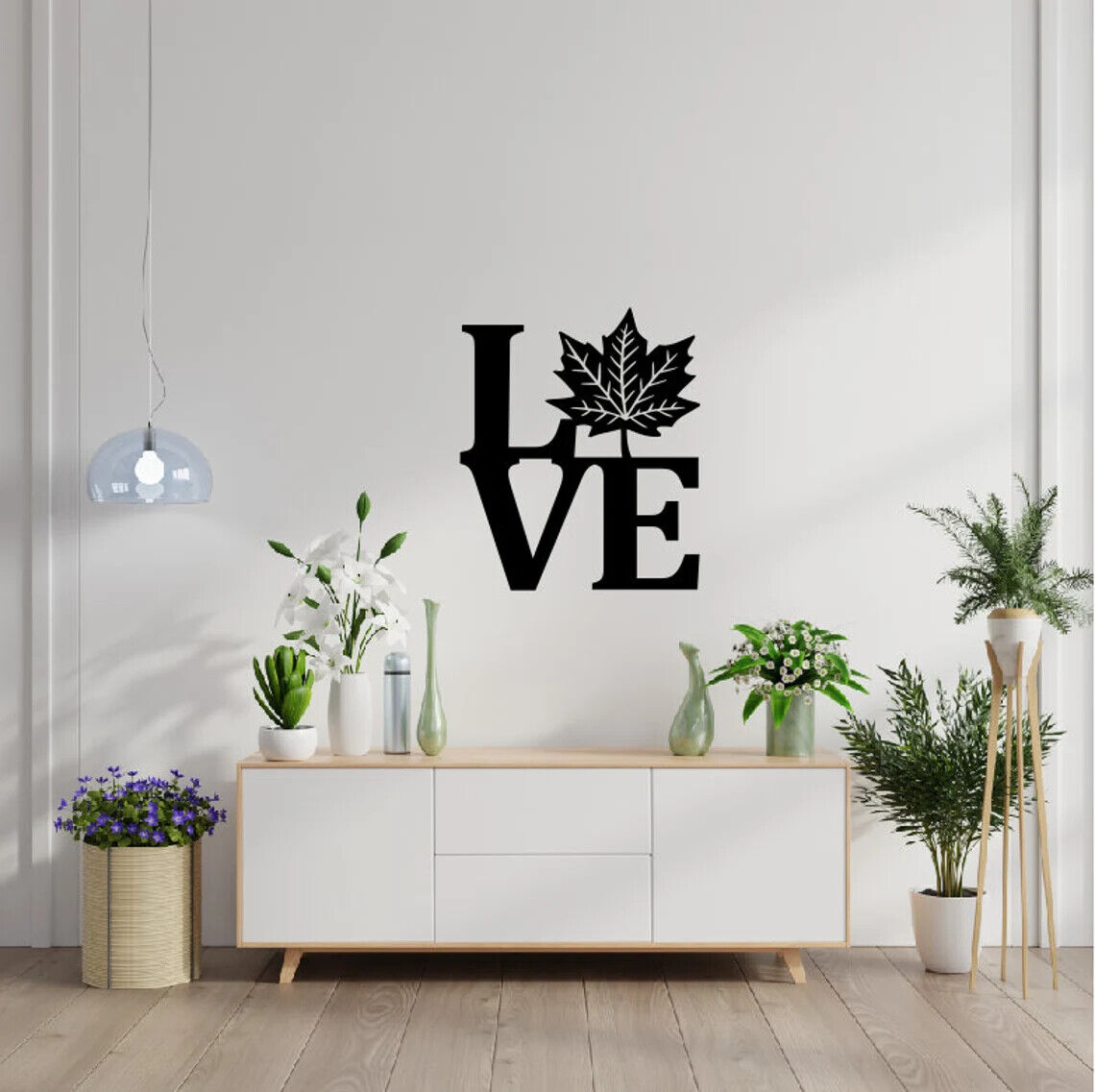 Wall Art Home Decor Metal Acrylic 3D Silhouette Poster USA LOVE Maple Leaf