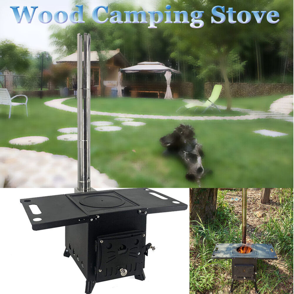 Tent Wood Stove with Chimney Pipes Stainless Steel Camping Heating Cooking Stove