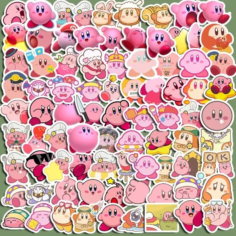 Kirby Stickers 100 pieces - Cute, Kawaii, Video Game Stickers, Anime, Small