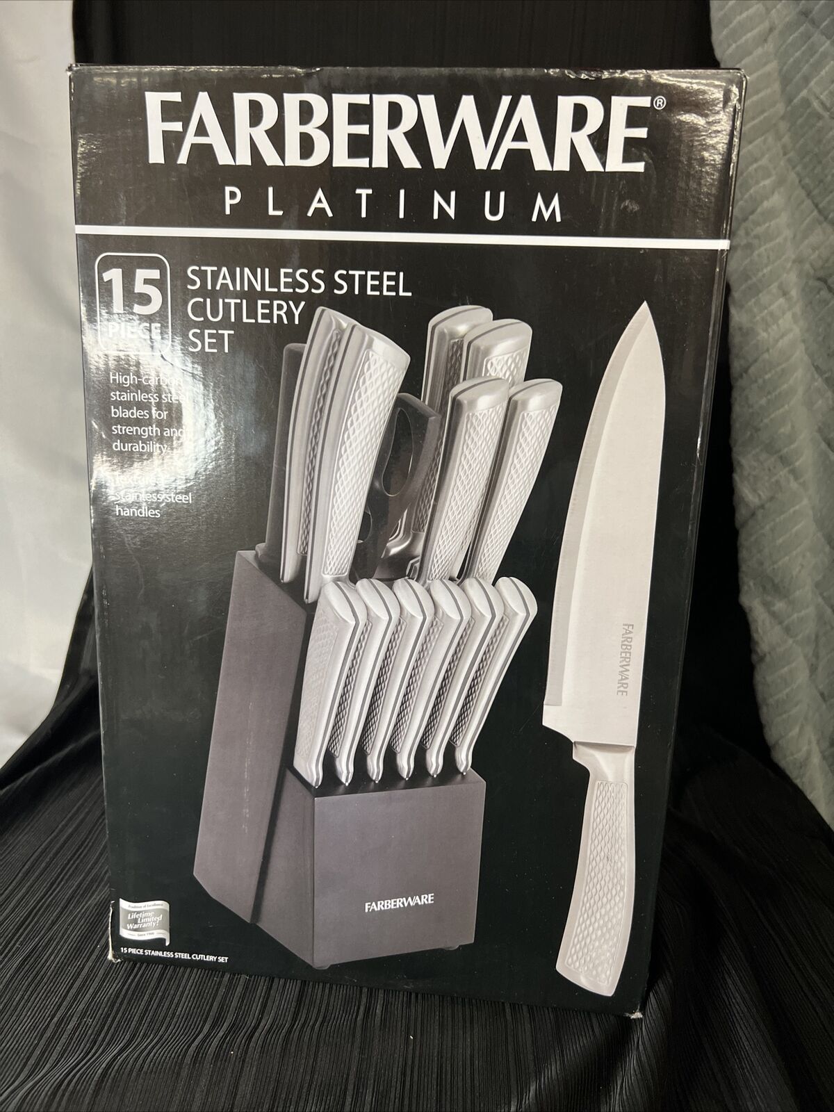 Farberware Platinum Stainless Steel Cutlery Knife Block Set 15pc