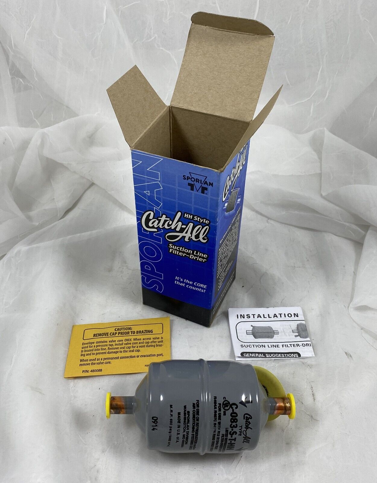 SPORLAN C-083-S-T-HH CATCH ALL SUCTION LINE FILTER-DRIER 3/8 ODF SOLDER, NEW