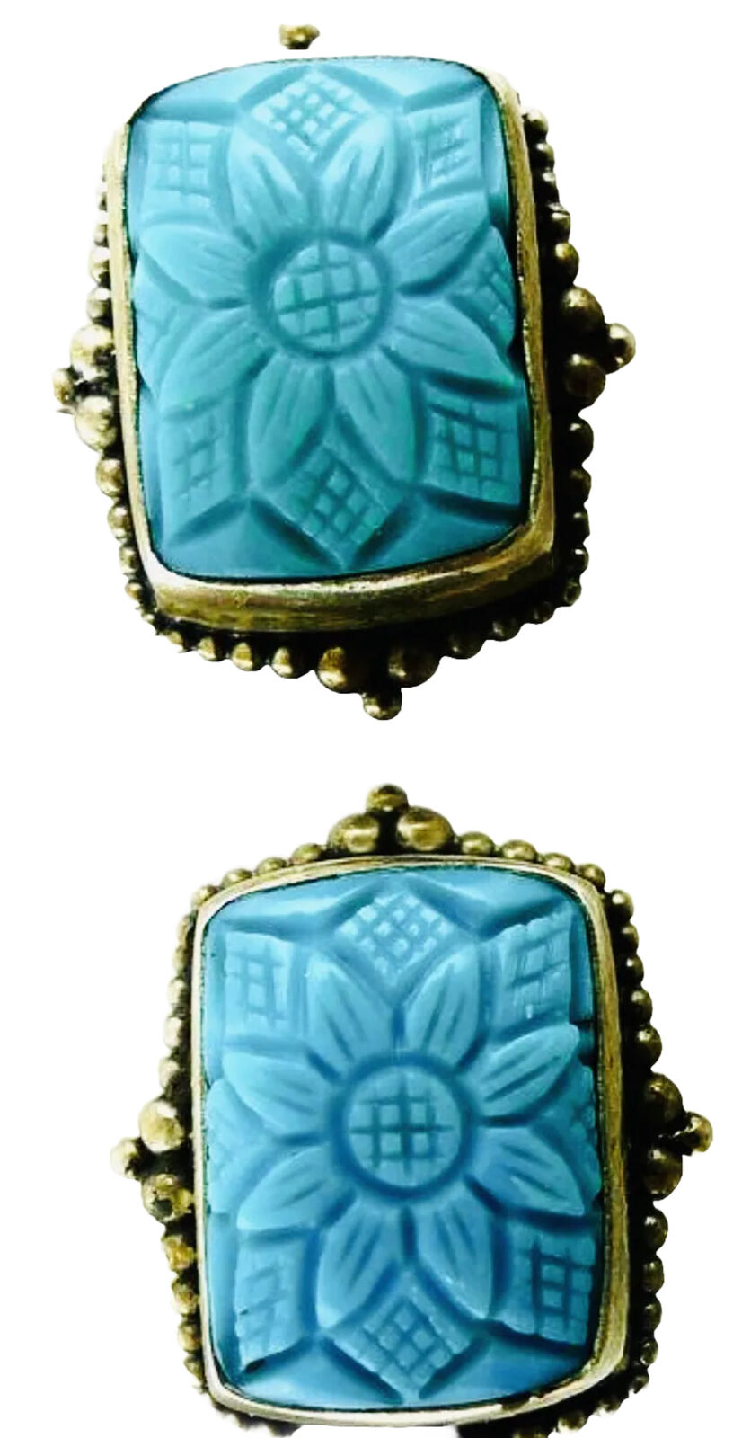 STEPHEN DWECK Hand Carved Unique Turquoise & 925 Silver Stud Earrings 23G