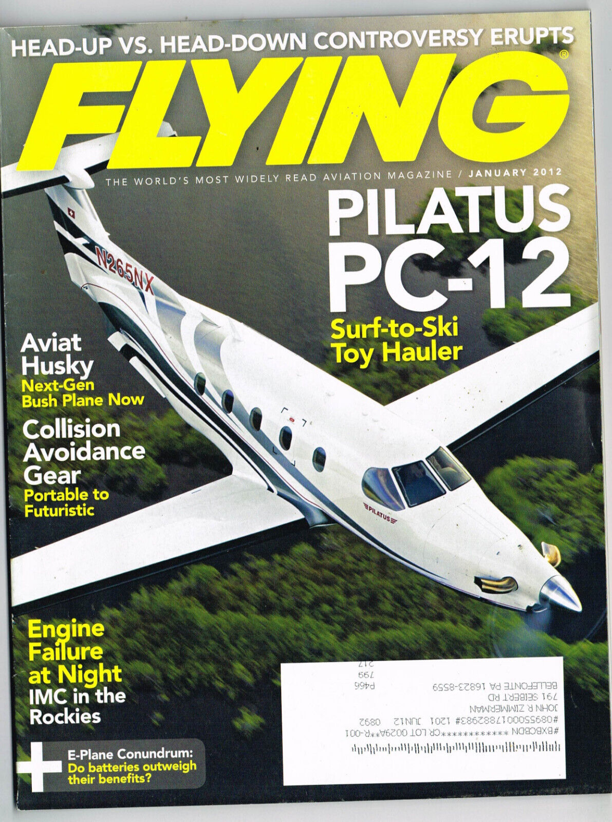 FLYING Magazine January 2012, Pilatus PC-12, Aviat Husky