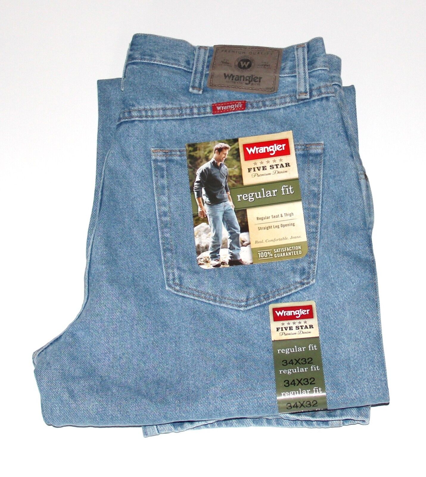 New Wrangler Five Star Regular Fit Jeans Men’s Sizes Five Colors 100% Cotton 
