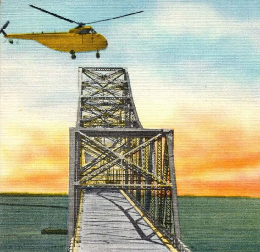 TAMPA BAY FL Sunshine Skyway bridge postcard Westland Whirlwind helicopter A31