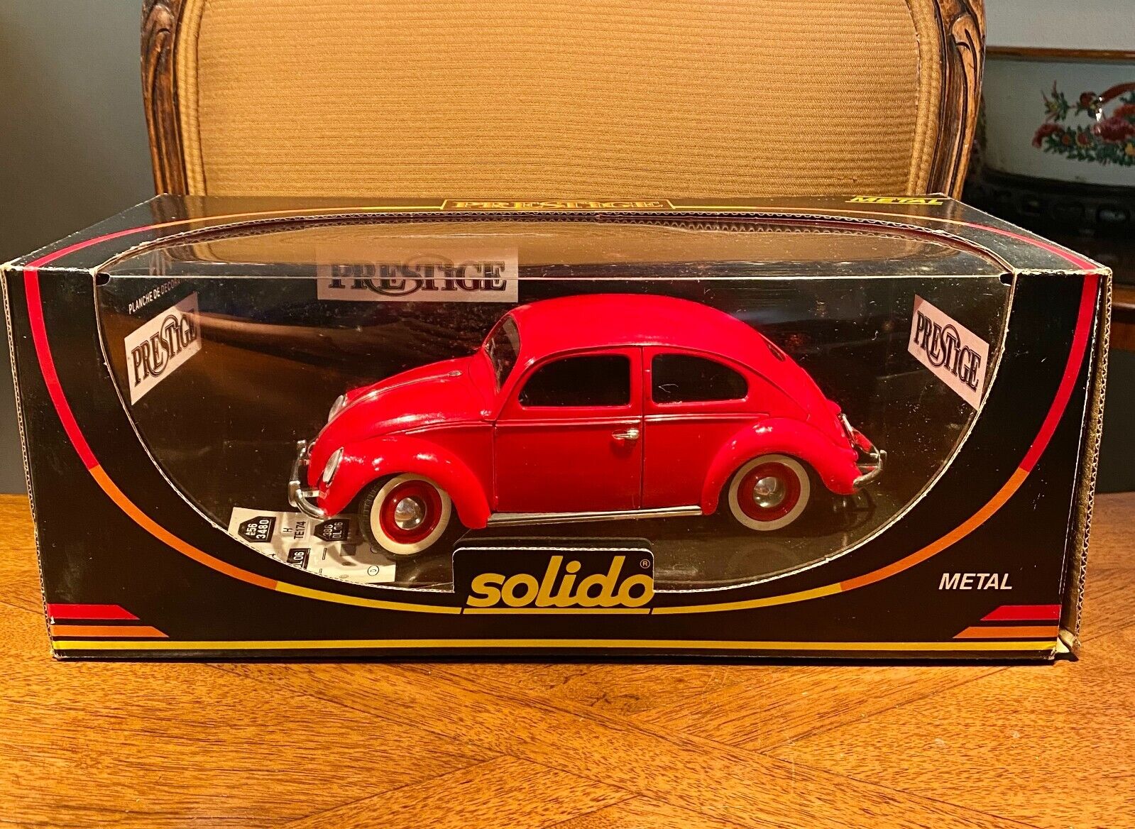 Vtg Solido Prestige Volkswagen Beetle Red Model Car 1/18 Scale